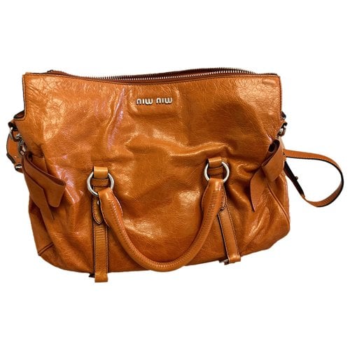 Pre-owned Miu Miu Bow Bag Leather Handbag In Orange