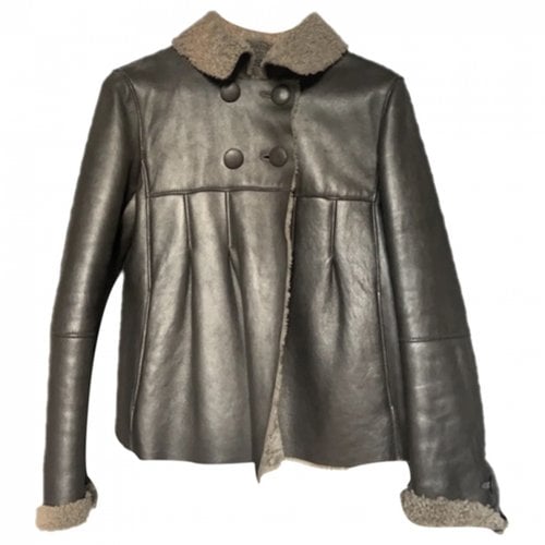 Pre-owned Tara Jarmon Leather Biker Jacket In Silver