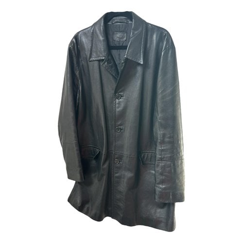 Pre-owned Prada Leather Trenchcoat In Black