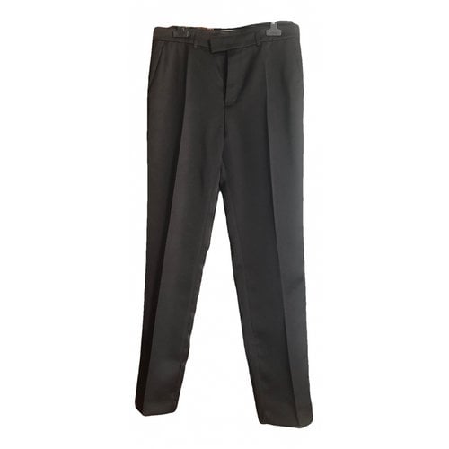 Pre-owned Agnès B. Silk Straight Pants In Black