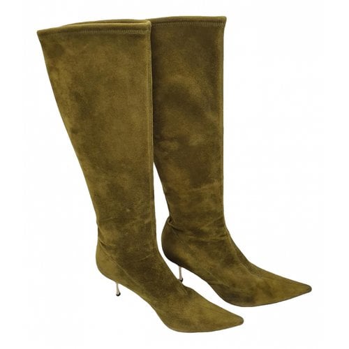 Pre-owned Sergio Rossi Ankle Boots In Green