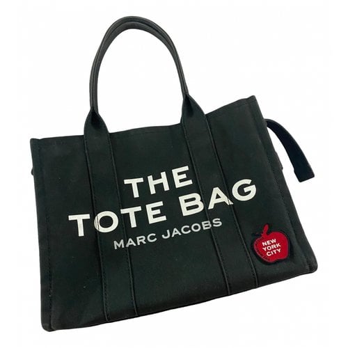 Pre-owned Marc Jacobs The Tag Tote Cloth Travel Bag In Black