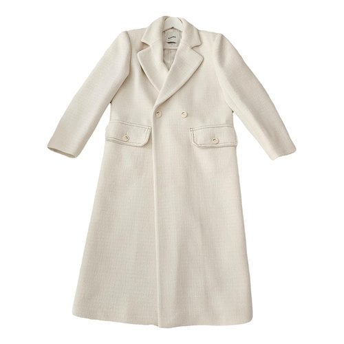 Pre-owned Sandro Wool Coat In White