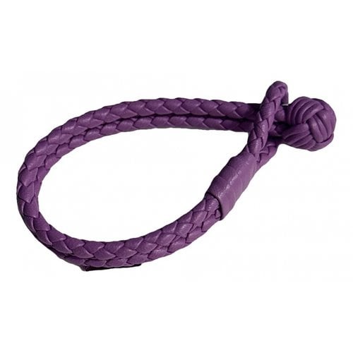 Pre-owned Bottega Veneta Sharp Leather Bracelet In Purple