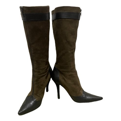 Pre-owned Dior Leather Buckled Boots In Black