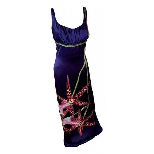 Pre-owned Alexander Mcqueen Silk Maxi Dress In Purple