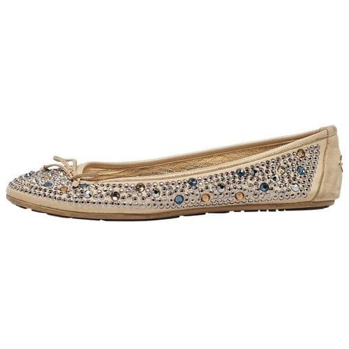 Pre-owned Jimmy Choo Leather Flats In Beige