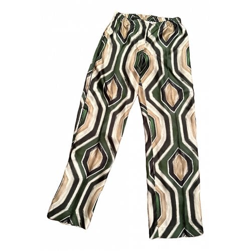 Pre-owned F.r.s For Restless Sleepers Silk Straight Pants In Green