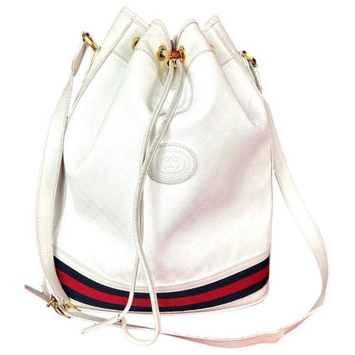 Pre-owned Gucci Ophidia Bucket Cloth Bag In White