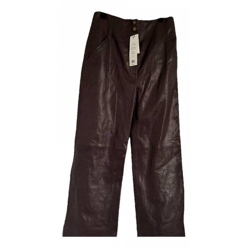 Pre-owned Veronica Beard Leather Trousers In Brown