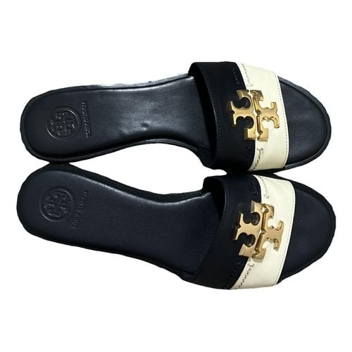 Pre-owned Tory Burch Leather Flats In Blue