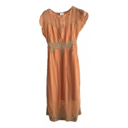 Pre-owned Hoss Intropia Silk Mid-length Dress In Orange