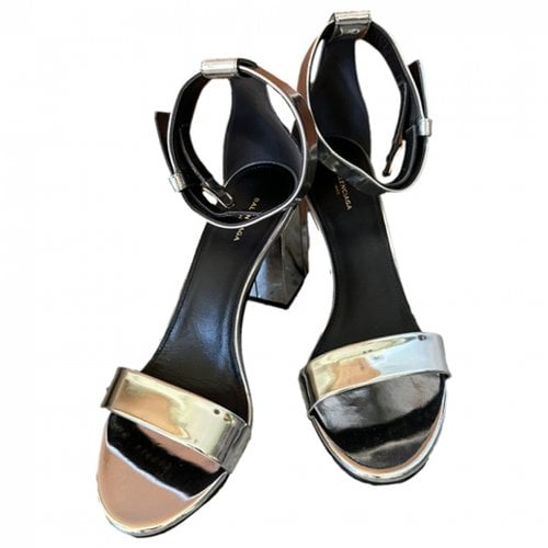 Pre-owned Balenciaga Patent Leather Sandals In Silver