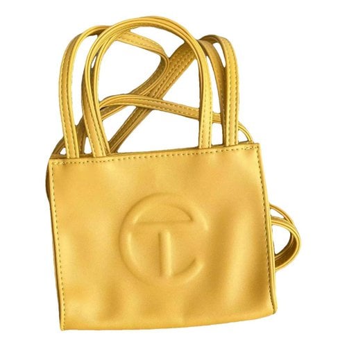 Pre-owned Telfar Small Shopping Bag Leather Handbag In Yellow