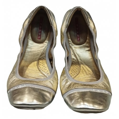 Pre-owned Prada Patent Leather Ballet Flats In Gold