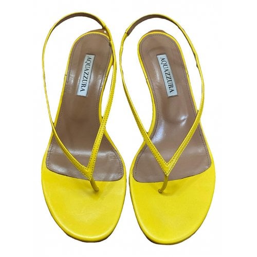 Pre-owned Aquazzura Leather Heels In Yellow
