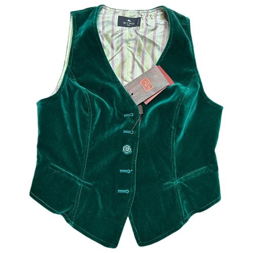 Pre-owned Etro Velvet Short Vest In Green