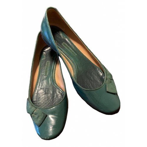 Pre-owned Giorgio Armani Vinyl Ballet Flats In Green