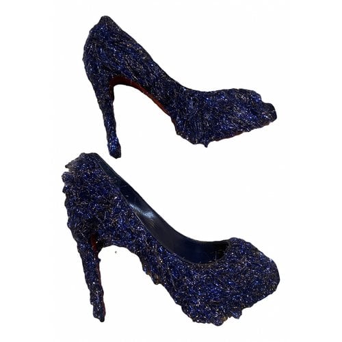 Pre-owned Christian Louboutin Very Privé Glitter Heels In Blue
