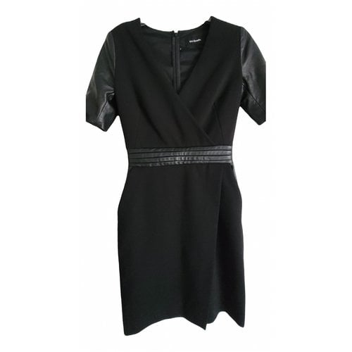 Pre-owned The Kooples Leather Mid-length Dress In Black