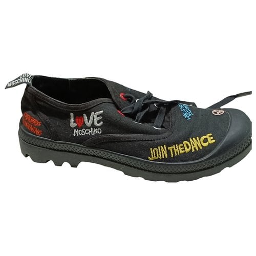 Pre-owned Moschino Love Cloth Trainers In Black