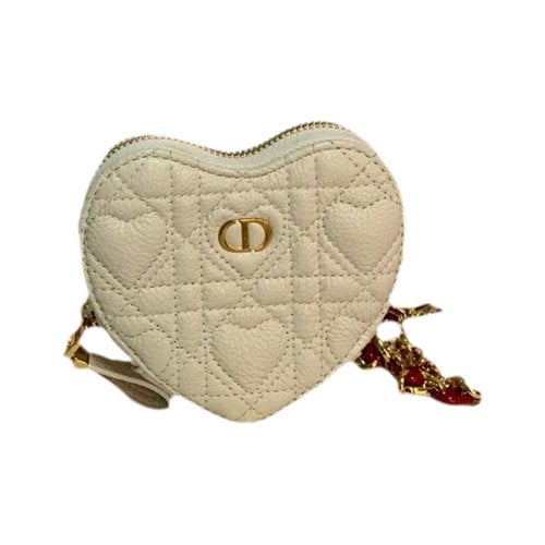Pre-owned Dior Caro Leather Handbag In White