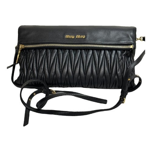 Pre-owned Miu Miu Matelassé Leather Crossbody Bag In Black
