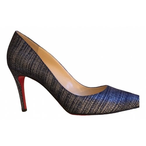 Pre-owned Christian Louboutin Pigalle Cloth Heels In Blue