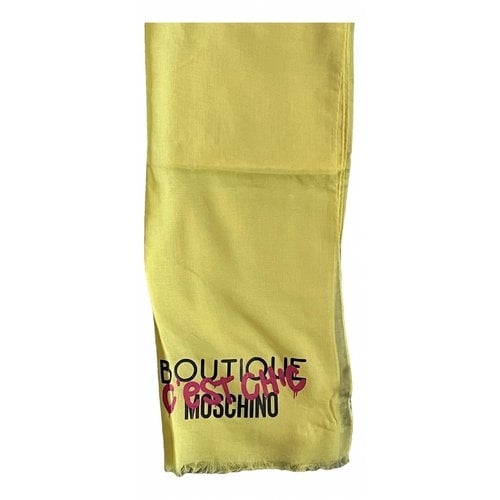 Pre-owned Moschino Silk Scarf In Yellow
