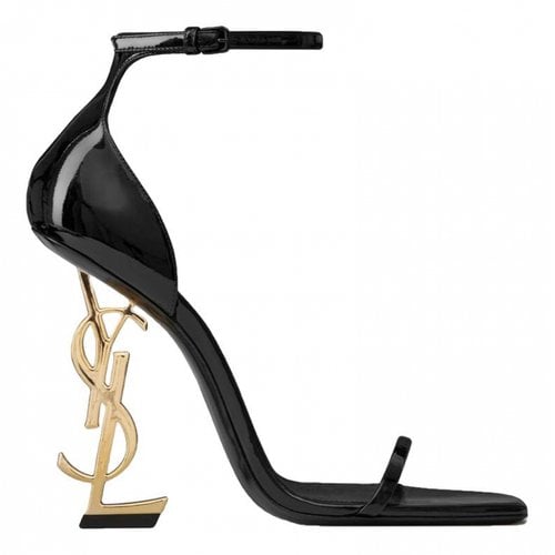 Pre-owned Saint Laurent Opyum Patent Leather Sandal In Black