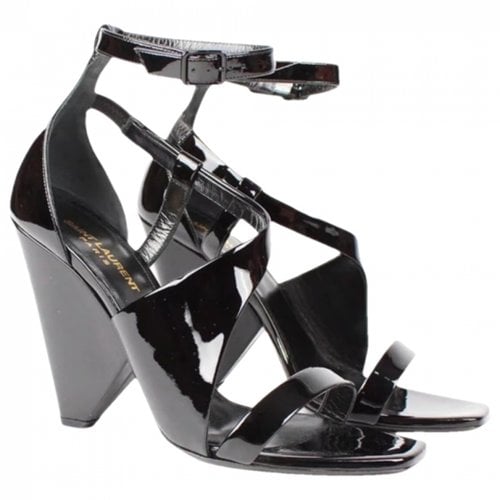 Pre-owned Saint Laurent Patent Leather Sandal In Black