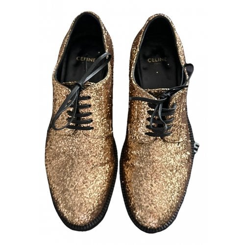 Pre-owned Celine Glitter Lace Ups In Gold