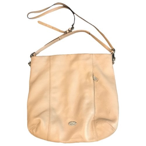 Pre-owned Coach Large Scout Hobo Leather Bag In Beige