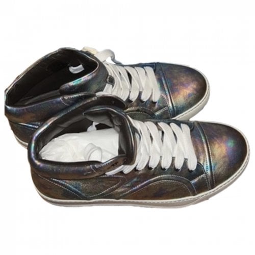 Pre-owned Lanvin Leather High Trainers In Silver