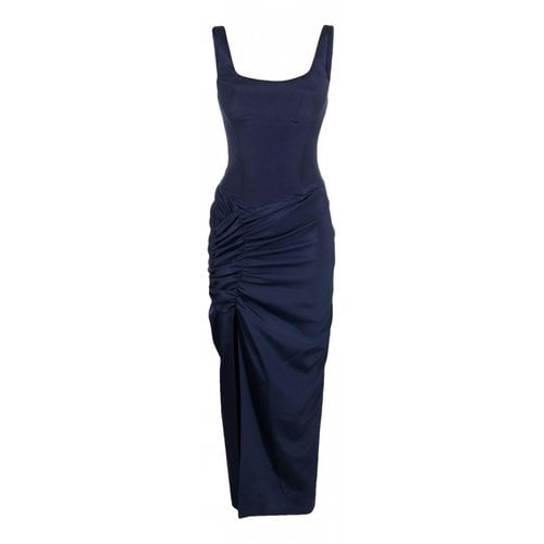 Pre-owned The Mannei Silk Mid-length Dress In Blue