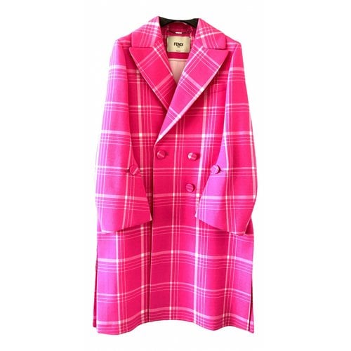 Pre-owned Fendi Wool Coat In Pink