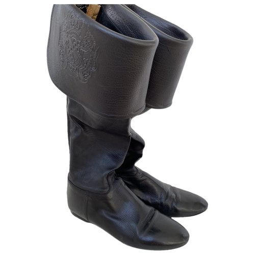 Pre-owned Alberto Fasciani Leather Riding Boots In Black