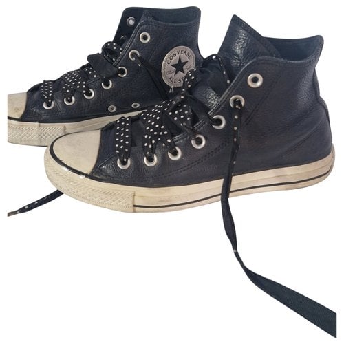 Pre-owned Converse Leather Lace Up Boots In Blue