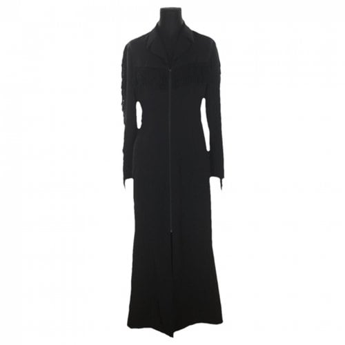 Pre-owned Mugler Wool Maxi Dress In Black
