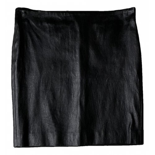 Pre-owned The Row Leather Mini Skirt In Black