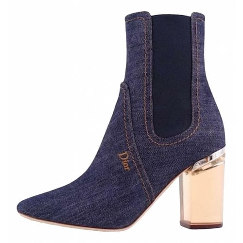 Pre-owned Dior Cloth Ankle Boots In Blue