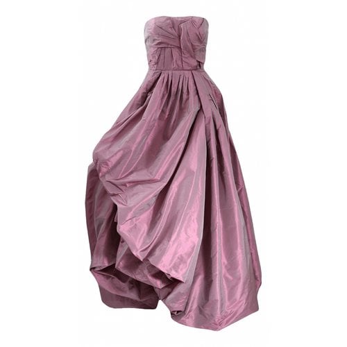 Pre-owned Oscar De La Renta Silk Maxi Dress In Pink