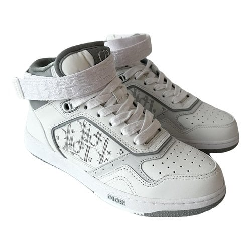 Pre-owned Dior B27 Leather Trainers In White