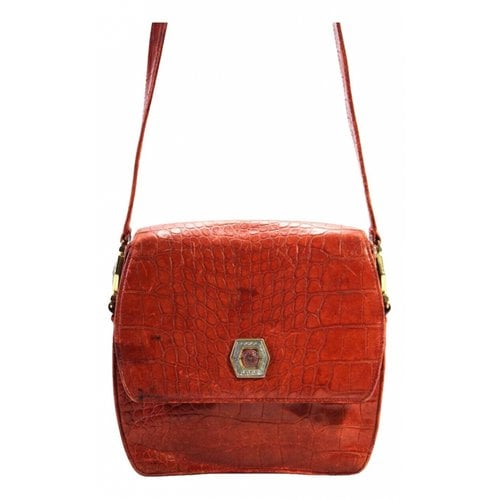 Pre-owned Versace Crocodile Handbag In Red
