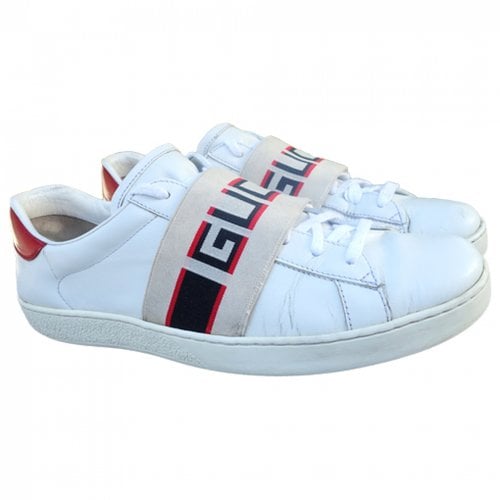 Pre-owned Gucci Ace Leather Low Trainers In White