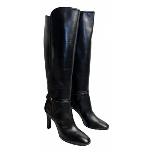 Pre-owned Saint Laurent Leather Riding Boots In Black