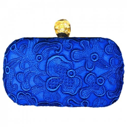 Pre-owned Alexander Mcqueen Skull Leather Clutch Bag In Blue