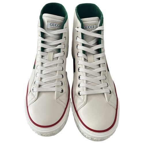 Pre-owned Gucci Tennis 1977 Leather High Trainers In White
