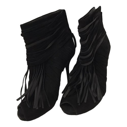 Pre-owned Gucci Open Toe Boots In Black