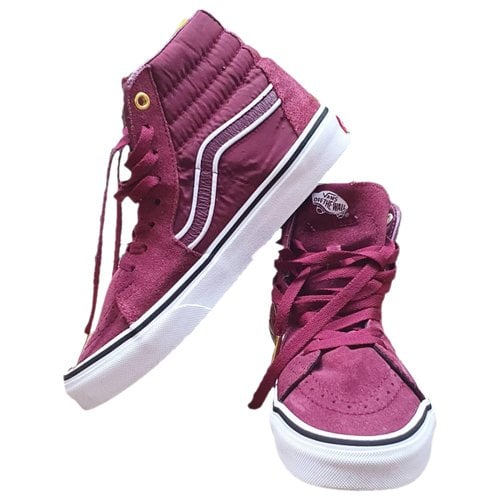 Pre-owned Vans Leather Trainers In Burgundy